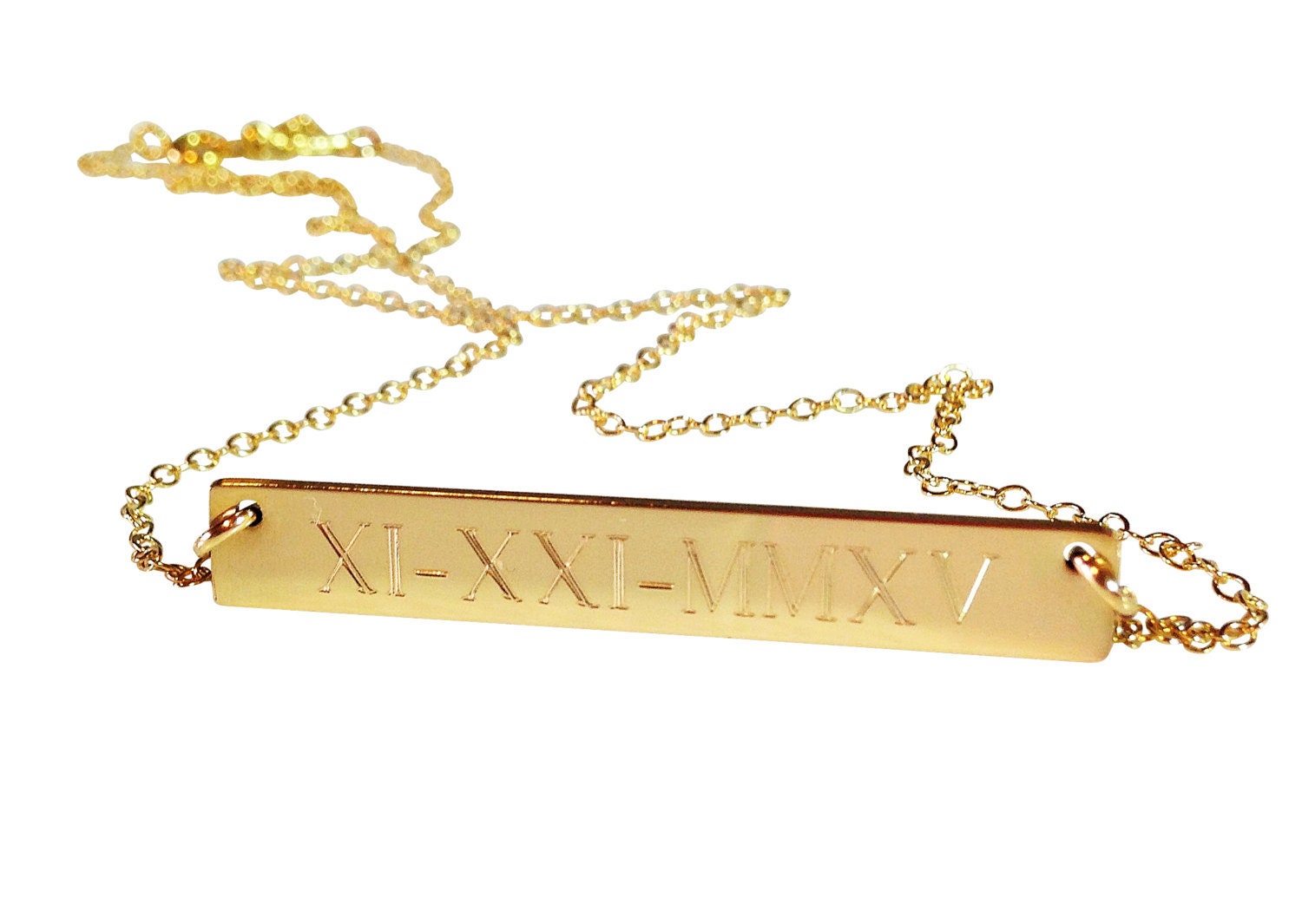 Name Necklace Gold or Silver Bar Customized Necklace Etsy