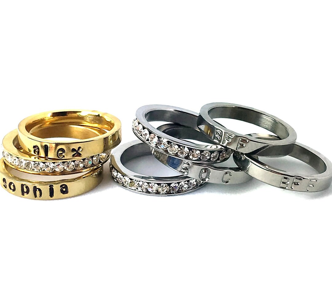 Stacking Rings Personalized Handstamped Stacking Ring Gold Name Ring Personalized Stacking Ring ...
