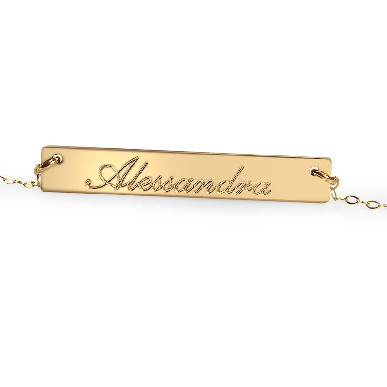 Personalized Name Necklace Gold Bar Necklace Nameplate Etsy