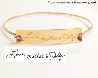 Christmas gift for mom Handwriting Bangle Actual Handwriting Bangle / Handwriting Bracelet Custom handwriting Memorial handwriting jewelry