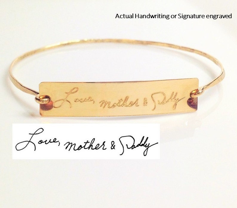 Christmas gift for mom Handwriting Bangle Actual Handwriting Bangle / Handwriting Bracelet Custom handwriting Memorial handwriting jewelry image 1