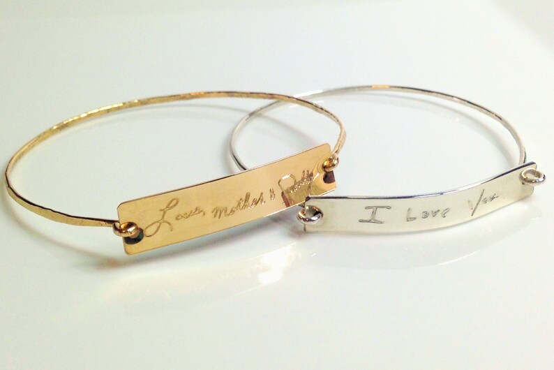 Christmas gift for mom Handwriting Bangle Actual Handwriting Bangle / Handwriting Bracelet Custom handwriting Memorial handwriting jewelry image 4