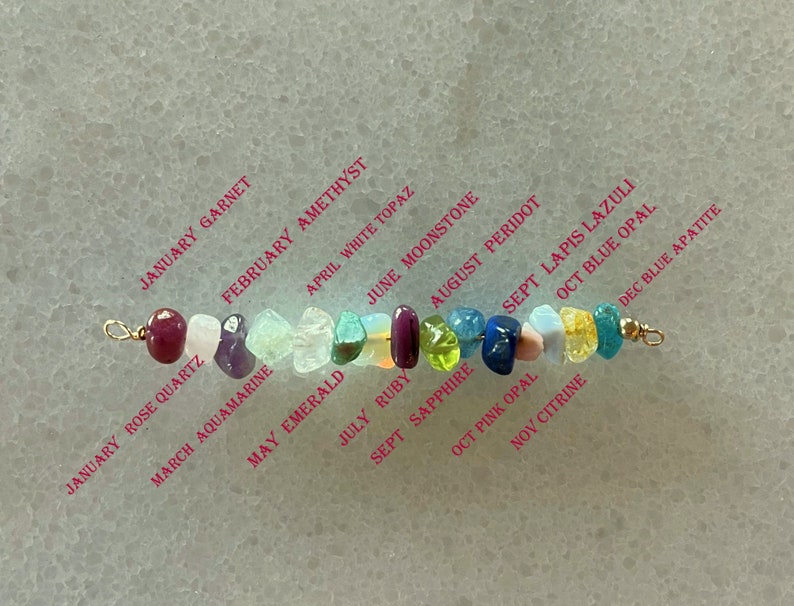 Family Birthstone Necklace, Beadbar necklace, Christmas Gift for Mom, Raw birthstone jewelry, Crystal Jewelry for Mom, grandma Daughter Wife image 2