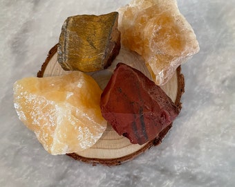 Sacral Chakra Raw healing crystals set / Crystal healing kit rough stones / raw tiger eye red jasper citrine