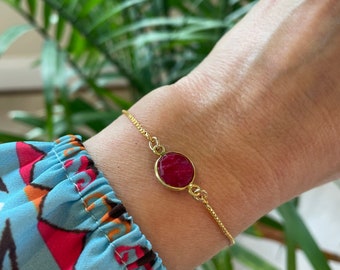 Ruby Bracelet: Adjustable Gold Vermeil July Birthstone Gift