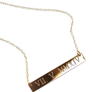 Engraved Gold Bar Necklace: Personalized Nameplate, Sterling Silver