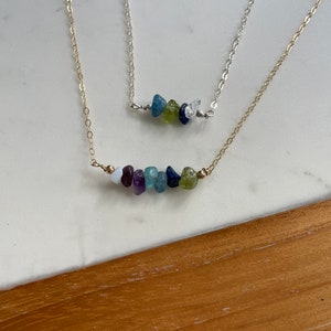 Family Birthstone Necklace, Beadbar necklace, Christmas Gift for Mom, Raw birthstone jewelry, Crystal Jewelry for Mom, grandma Daughter Wife image 5