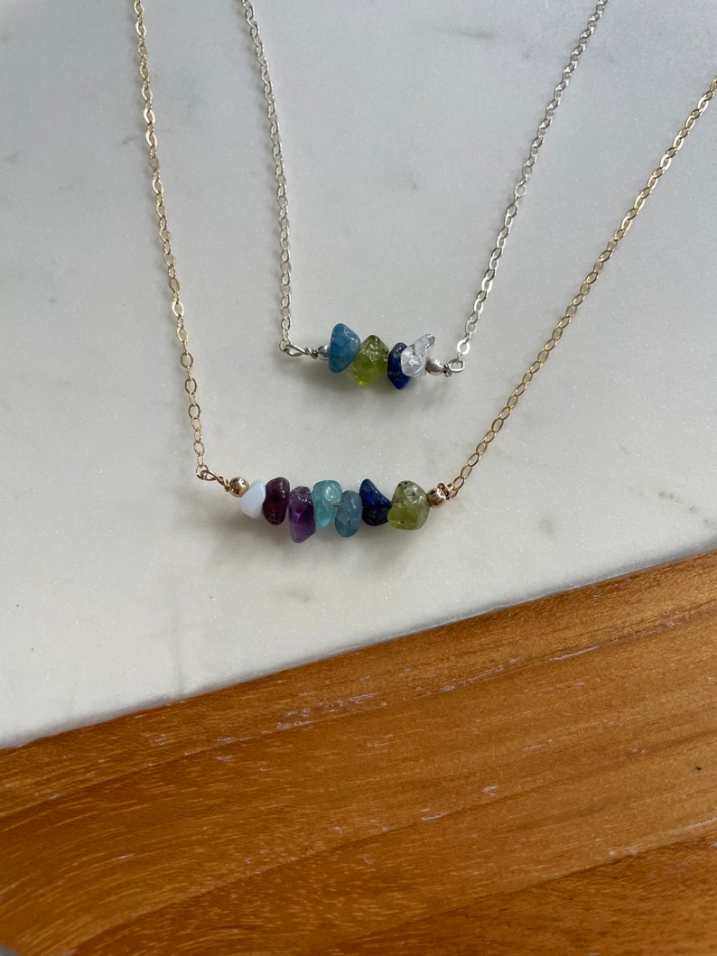 Family Birthstone Necklace, Beadbar necklace, Christmas Gift for Mom, Raw birthstone jewelry, Crystal Jewelry for Mom, grandma Daughter Wife image 5