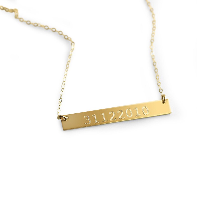 Personalized Name Necklace Gold Bar Necklace Nameplate Etsy