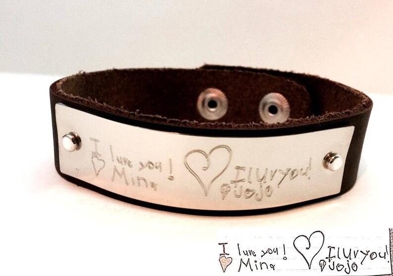 Father/'s day gift Handwriting Jewelry for dad Men Custom Handwritten Bracelet Copper Leather Personalized Bracelet Boyfriend gift for him