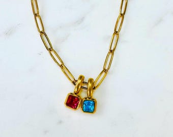 Mother's Day Gift Birthstone Jewelry Gift for mom Multiple Birthstone Necklace Gold family jewelry for women Gift for grandma