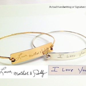 Christmas gift for mom Handwriting Bangle Actual Handwriting Bangle / Handwriting Bracelet Custom handwriting Memorial handwriting jewelry image 2