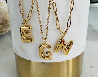 3D Bubble Letter Necklace 18k Gold Plated Balloon Initial Necklace for Women Girls Chunky Initial Necklaces Initial Necklace Gift