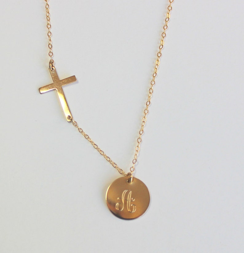 Personalized Side-way Cross Necklace Name Necklaceinitial With - Etsy