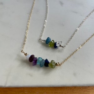 Family Birthstone Necklace, Beadbar necklace, Christmas Gift for Mom, Raw birthstone jewelry, Crystal Jewelry for Mom, grandma Daughter Wife image 3