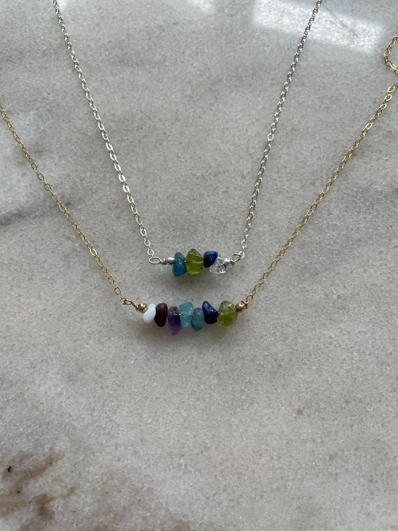 Family Birthstone Necklace, Beadbar necklace, Christmas Gift for Mom, Raw birthstone jewelry, Crystal Jewelry for Mom, grandma Daughter Wife image 6