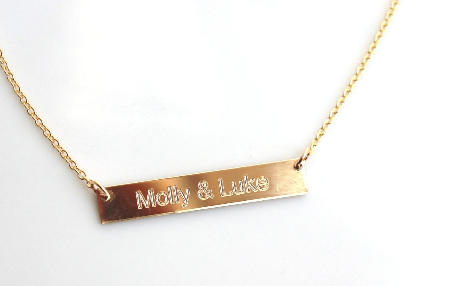 Personalized Gold Bar Necklace Engraved Necklace Name Gold Etsy