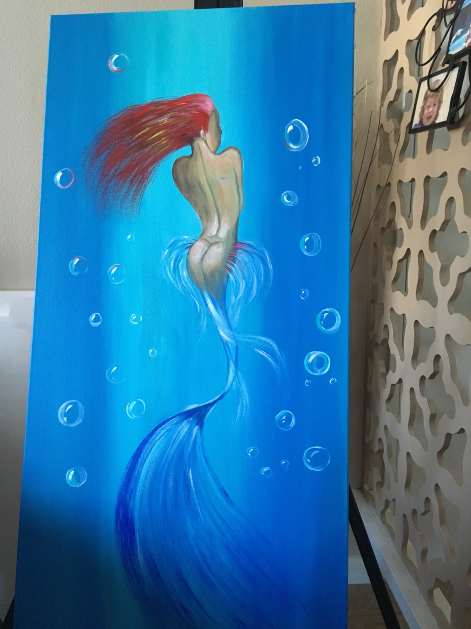 Mermaid Acrylic Painting on Canvas SALE Etsy UK
