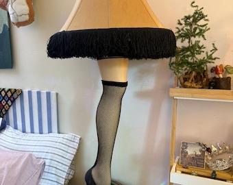 Vintage Inspired "Leg Lamp" – Iconic Movie Prop Style – 36" Tall – Fishnet Stocking & Fringe Detail