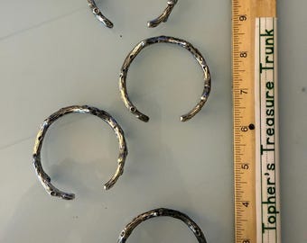 Rustic Twig Cuff Bracelet Set – Nature-Inspired Silver Tone Bracelets – Woodland LOT