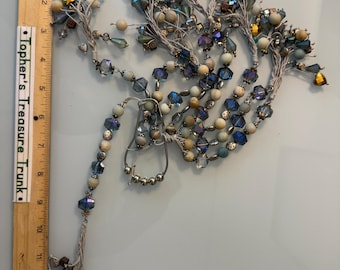 Artisan Bohemian Statement Necklace – Beaded Tassel Charm Cluster – Mixed Crystal, Stone, and Metal Accents – Eclectic Boho Jewelry