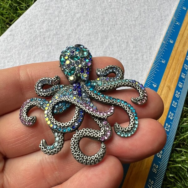 Octopus Rhinestone Brooch Pin