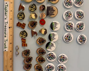 Harry Potter Enamel Pin & Badge Collection - Assorted Hogwarts Crests, Platform 9 3/4  Character Pins