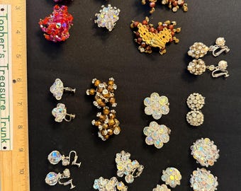Vintage Crystal & Beaded Earring Lot