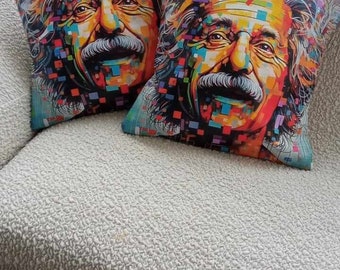 Cushion covers measuring 40x40 cm, the effigy of Robert Einstein