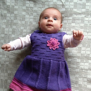 READY TO SHIP sizes 0-3-6-12m. Baby/ Toddler Girl Tank Dress, Lavender Purple Merino Wool, Hand knitted Winter Sleeveless Dress.12-24 Months