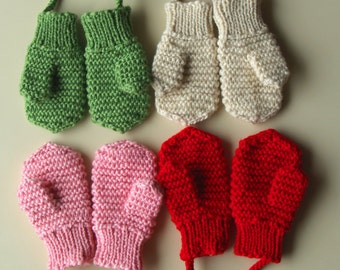 Merino Wool mittens for toddler/ children. Hand Knit Accessory for girls and boys. Red mittens. More colors. Size 6-12M,1-3-6-10Y
