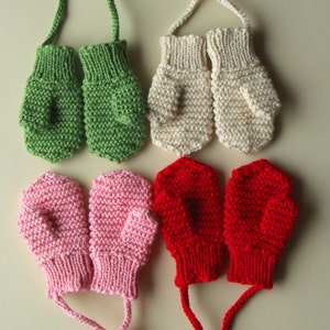 Mitaines en laine mérinos pour tout-petits/enfants. Accessoire tricoté à la main pour filles et garçons. Mitaines rouges. Plus de couleurs. Taille 6-12M,1-3-6-10A image 1