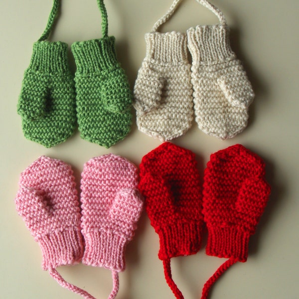 Mitaines en laine mérinos pour tout-petits/enfants. Accessoire tricoté à la main pour filles et garçons. Mitaines rouges. Plus de couleurs. Taille 6-12M,1-3-6-10A