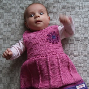 Baby Girl Clothes, Hand Knit Tank Dress in Pink, Merino Wool Winter Sleeveless Dress Size  0-3-6-12 are READY TO SHIP. Custom o. 12-24 Month