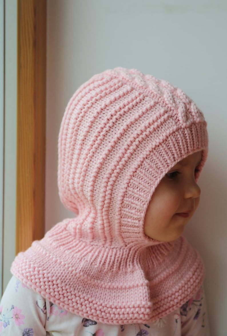 Merino Wool Balaclava Hat Baby/Toddler Hoodie hat Light Pink Etsy