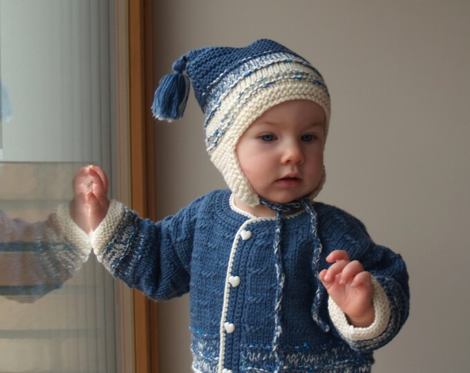 Knitted Baby Boy Suit Blue Merino Wool Sweater Set Etsy