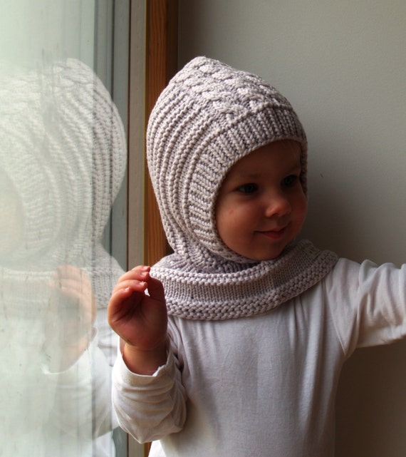 Bonnet pour bébé gris pâle en laine de mérinos