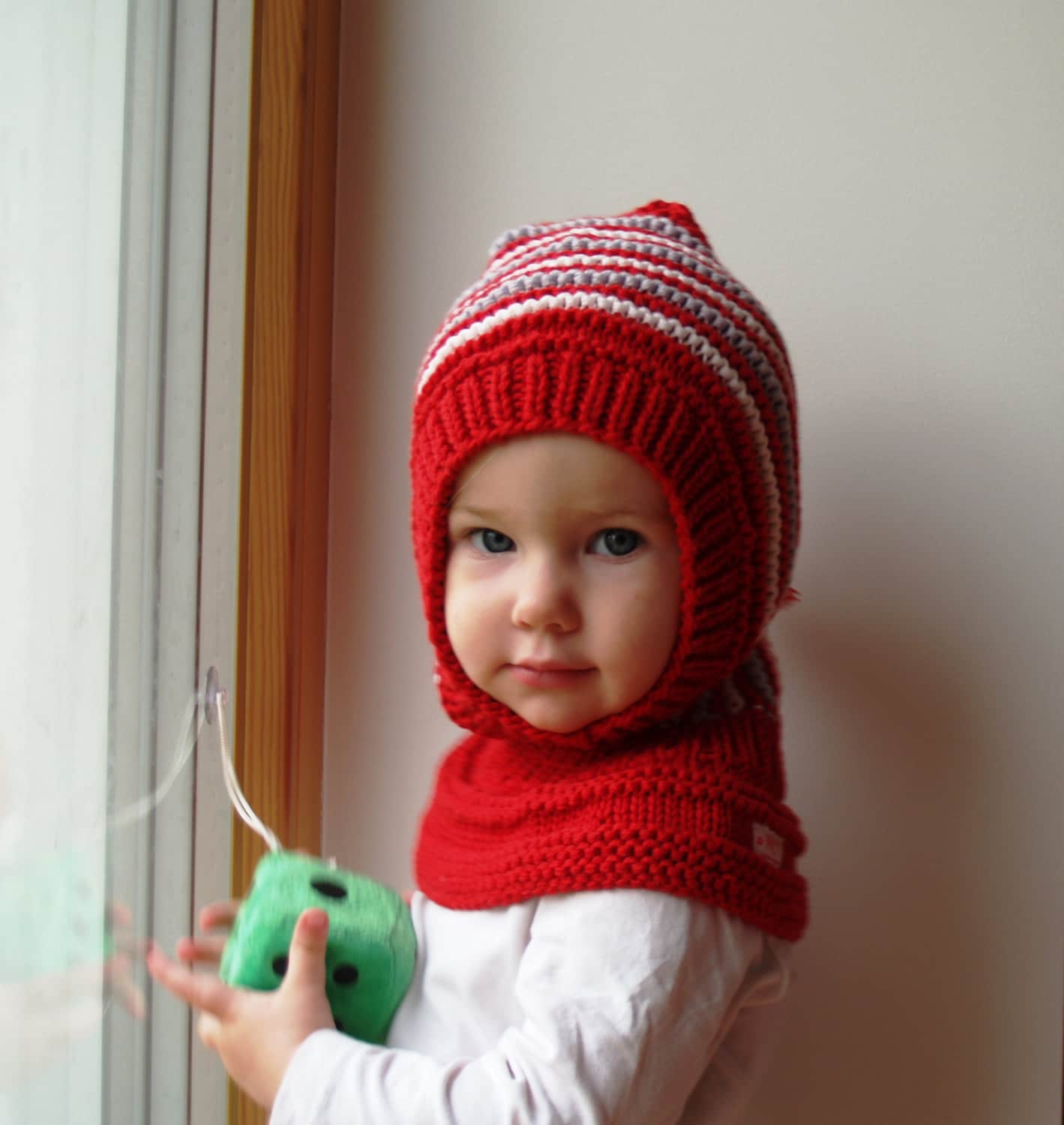 Cagoule en laine mérinos pour bébé / tout-petit.Chapeau bleu royal