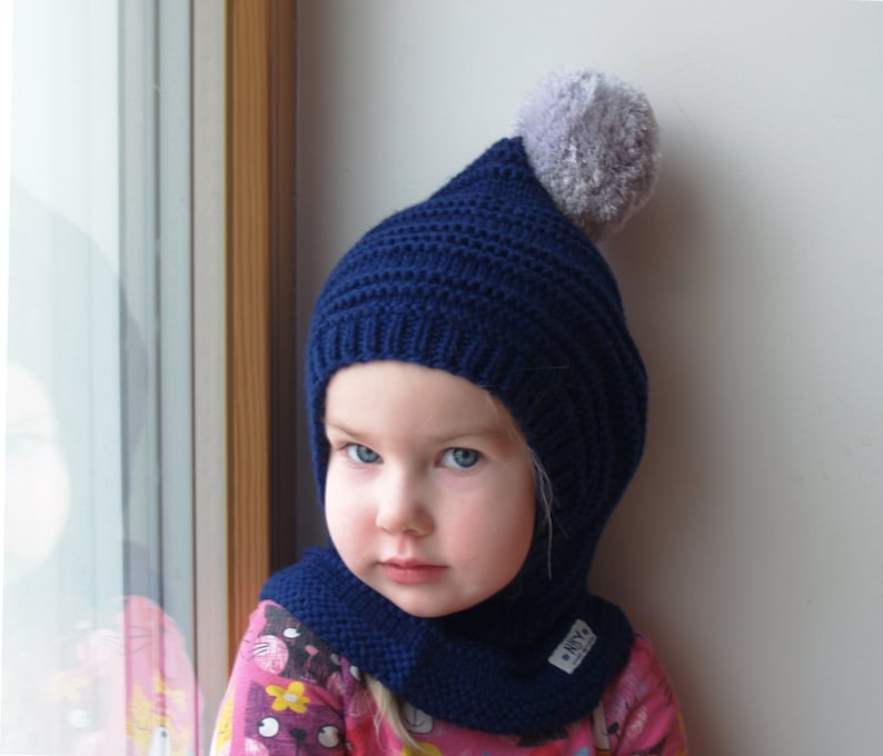 Merino Pixie Balaclava Baby/ Toddler/ Boy Hoodie Hat With Pom Etsy