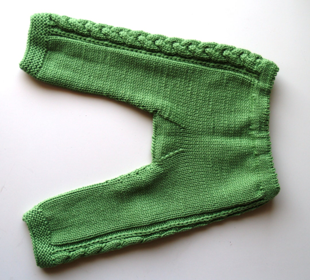 Hand Knit Baby Pants/ Merino Wool Leggings/ Green Trousers/ Woolies