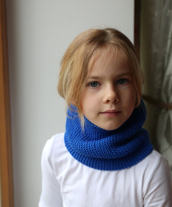 Bufanda de tubo de cuello de lana azul niños - Etsy México