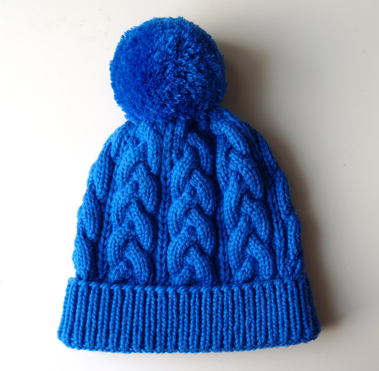 Hand Knit Beanie Hat Stocking Cap Soft High Quality Merino Wool Multicolor Blue Merino Wool Royal Blue Hand Knit Hat for Kids, Teens/ Adults  main image 3