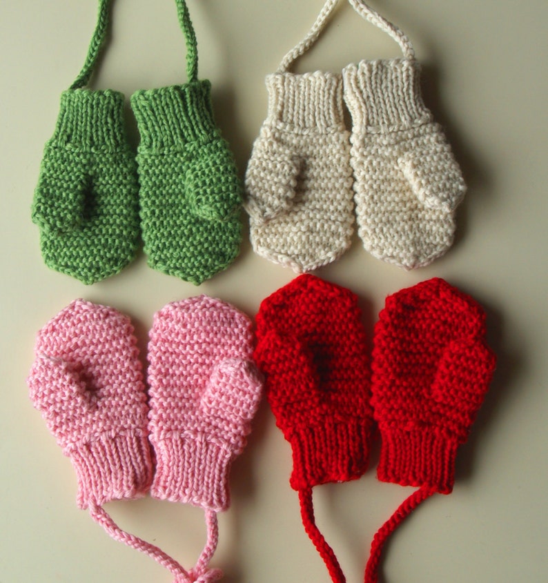 Merino Wool mittens for toddler/ children. Hand Knit Accessory for girls and boys. Red mittens. More colors. Size 6-12M,1-3-6-10Y image 1