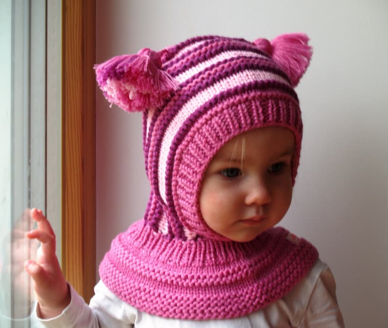 Merino Wool Balaclava Hat Baby/ Toddler Hoodie Hat With Pom Etsy