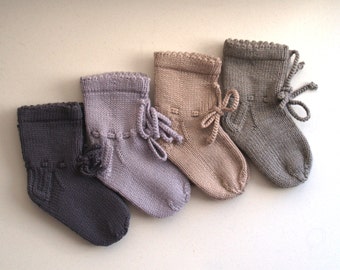 READY TO SHIP Grey Merino Wool Socks for Baby Boy or Girl, Toddler, Hand Knit Baby Accessory, Gift for New Born, Baby Shower. More colors