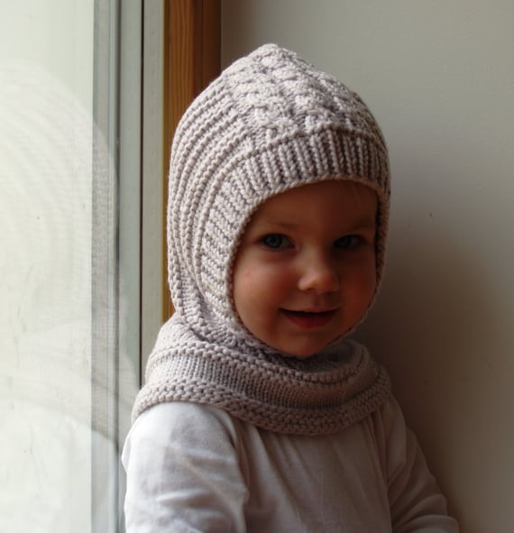 Bonnet pour bébé gris pâle en laine de mérinos