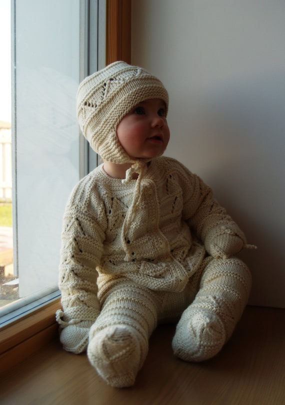 Kleding Unisex kinderkleding Kledingsets Handgebreide outfit voor pasgeborenen Merino wol 