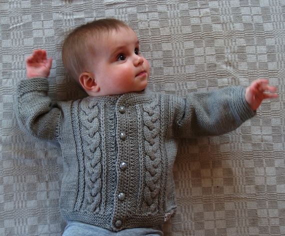 Industrieel Leninisme besteden Hand gebreide trui vest voor baby jongen. Olijfgrijze Merino - Etsy  Nederland