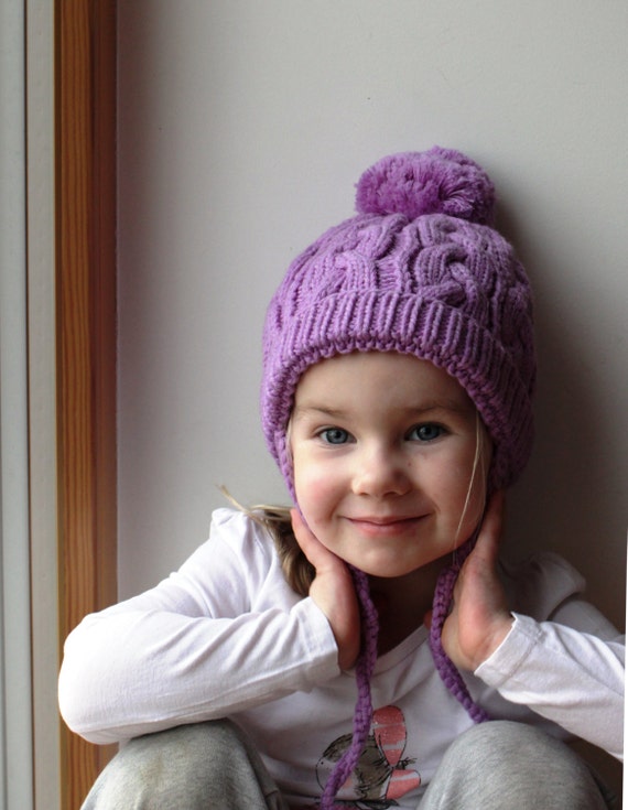 Merino Wool Hand Knit Hat for Kids, Teens/ Adults. Cable  display picture 1