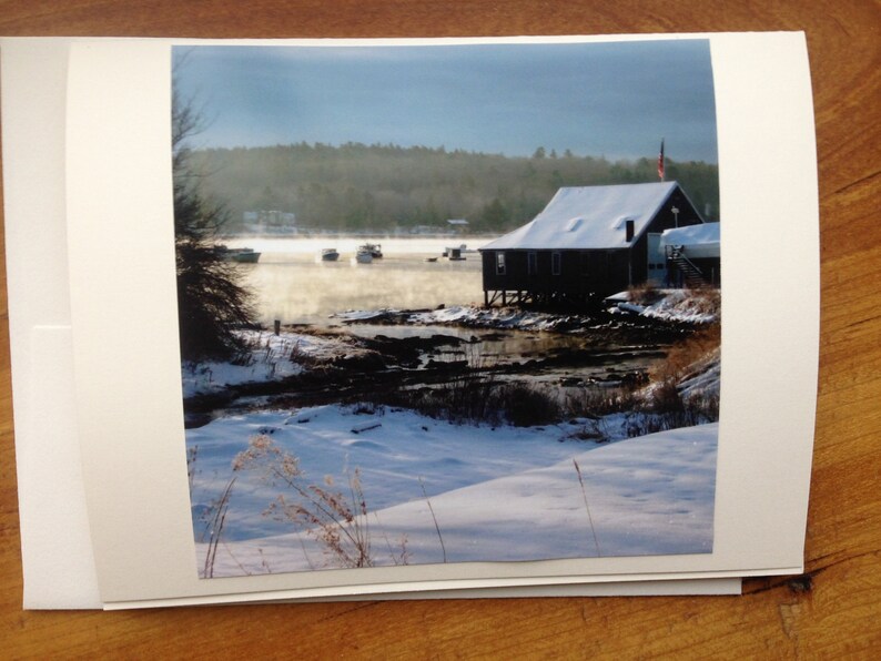Maine Art /& Photo Greeting Cards Original Color 4x4 Photo Greeting Card Round Pond Harbor Maine Bristol